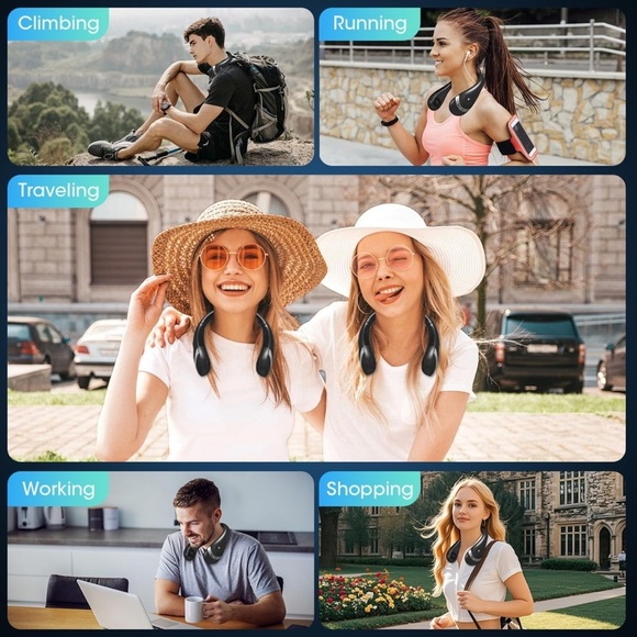 NWT Portable Blade-less Rechargeable Neck Fan Black - Picture 10 of 10